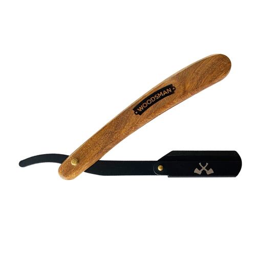 Woodsman Porta Navajas Para Afeitar Madera Y Acero Inoxidable Con Recubrimiento Negro.