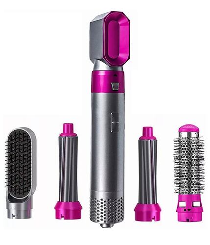 Secador De Pelo Con Peine De Aire Caliente Automático 5 en 1 Gris con Rosa
