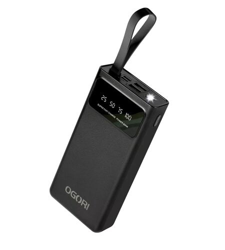 Power Bank Negro Portatil 30000mah Dual Puerto Con Linterna 