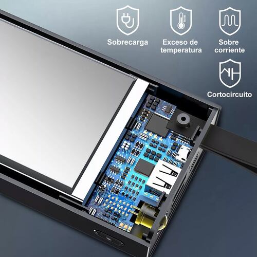 Power Bank Negro Portatil 30000mah Dual Puerto Con Linterna 