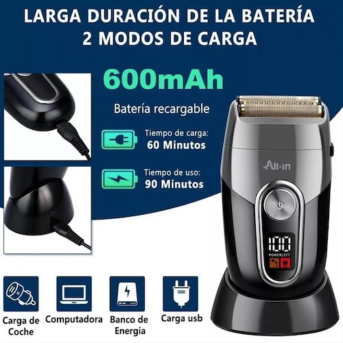 Afeitadora Rasuradora Eléctrica Barba Cortadora de Cabello Negro