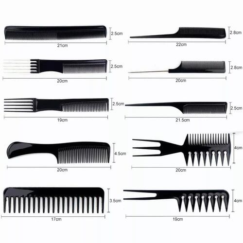 Kit Profesionales Peine Estilo Y Clip Cocodrilo Peinado Negro 20pzs