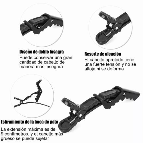 Kit Profesionales Peine Estilo Y Clip Cocodrilo Peinado Negro 20pzs