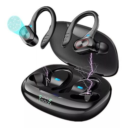 Audífonos Deportivos Inalámbricos Bluetooth 5.0 Gancho Negro