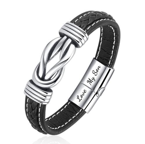 Pulsera Piel Hombre De Plata Regalos Hombre Para Hijo Negro Plata