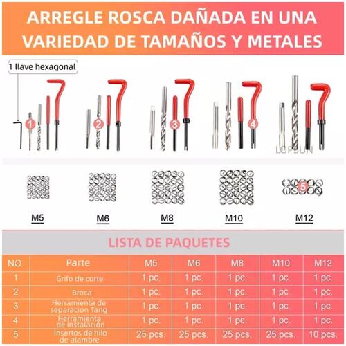 131 Herramientas Reparación D Roscas Insertos Helicoil M5-12