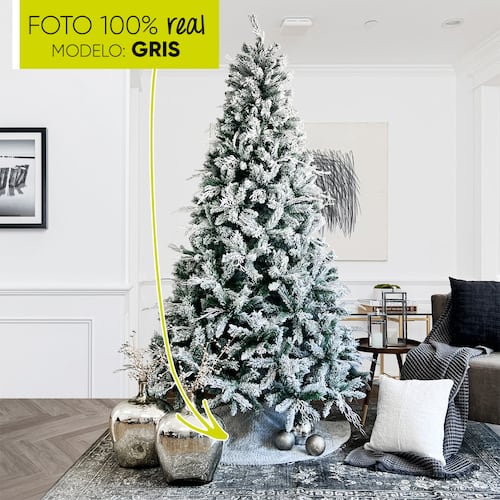 Pie de árbol navidad navideño gris peludo tela plush 122cm diámetro Artego.
