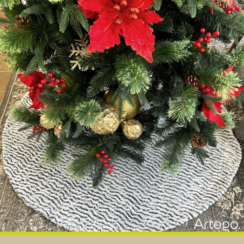 Pie de árbol navidad navideño gris peludo tela plush 122cm diámetro Artego.
