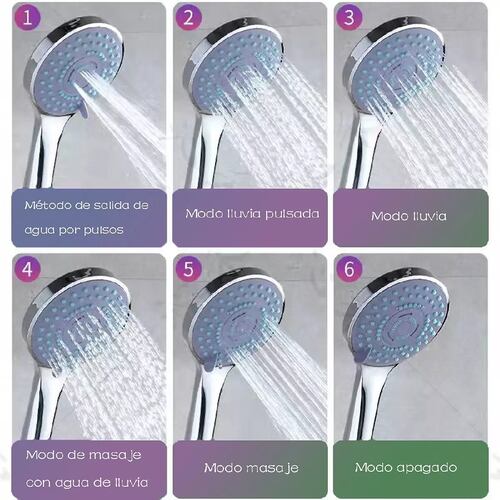 Kit De Ducha De Mano Para Teléfono De 5 Funciones Plata