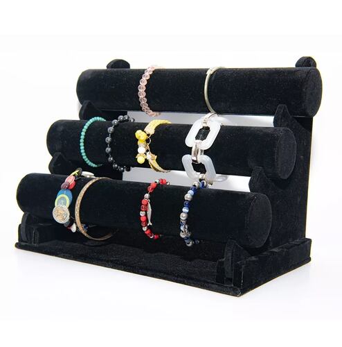 Exhibidor Porta Pulsera/porta Reloj Con 3 Niveles Plegable Negro