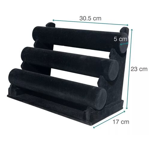 Exhibidor Porta Pulsera/porta Reloj Con 3 Niveles Plegable Negro