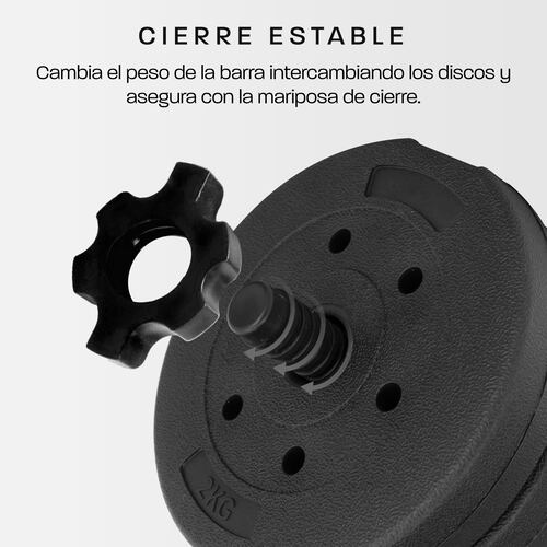 Set de Pesas y Mancuernas 10KG Altera 5 en 1 Discos de Pesas Ajustables con Varilla de Conexión Gimnasio en Casa Gimnasio