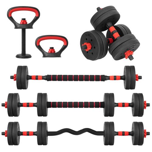 Set de Pesas y Mancuernas 15KG Altera  5 en 1 Discos de Pesas Ajustables con Varilla de Conexión Gimnasio en Casa Gimnasio