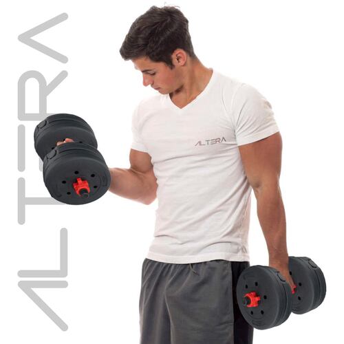 Set de Pesas y Mancuernas 15KG Altera  5 en 1 Discos de Pesas Ajustables con Varilla de Conexión Gimnasio en Casa Gimnasio