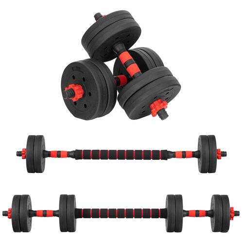 Pesa Ajustable Altera 10KG Multifuncional 4 en 1 Barra Recta + Par de Mancuernas Discos de Diferentes Pesos