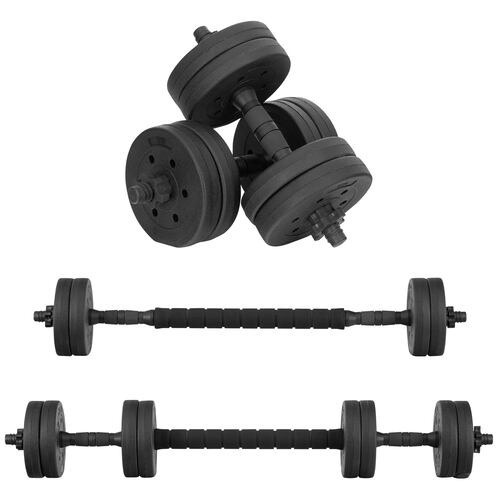 Pesa Ajustable Altera 10KG Multifuncional 4 en 1 Barra Recta + Par de Mancuernas Discos de Diferentes Pesos