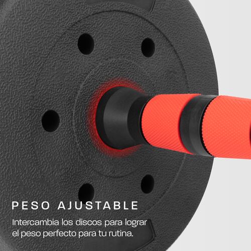 Pesa Ajustable Altera 10KG Multifuncional 4 en 1 Barra Recta + Par de Mancuernas Discos de Diferentes Pesos