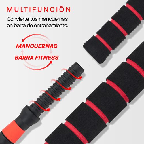 Pesa Ajustable Altera 10KG Multifuncional 4 en 1 Barra Recta + Par de Mancuernas Discos de Diferentes Pesos