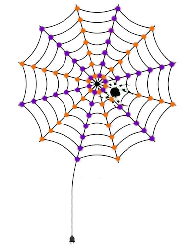 Luces serie para Halloween spider web telaraña 110cm diámetro 96 luces 8 modos de uso con temporizador Artego.