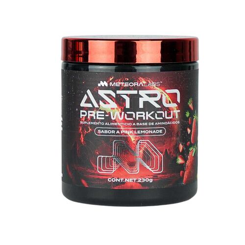 METEORA LABS | Astro Pre work-out | Pre-entrenador | Suplemento Alimenticio en Polvo para preparar Bebidas Energéticas | 30 porciones por envase | Sabor Pink Limonade