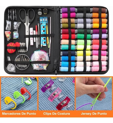 Kit De Costura, 226 Suministros Y Accesorios Hilo Estuche Negro