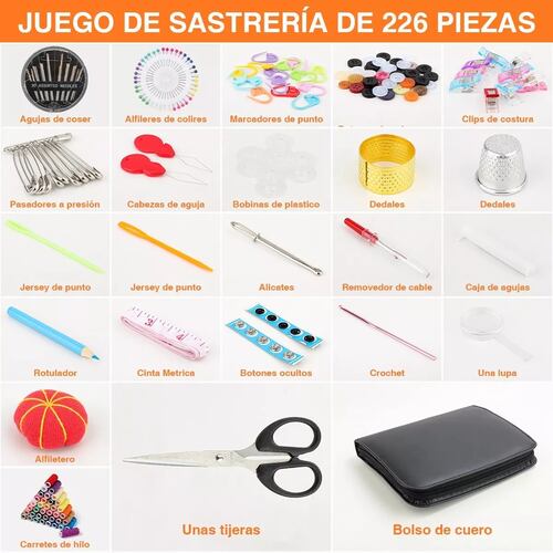 Kit De Costura, 226 Suministros Y Accesorios Hilo Estuche Negro