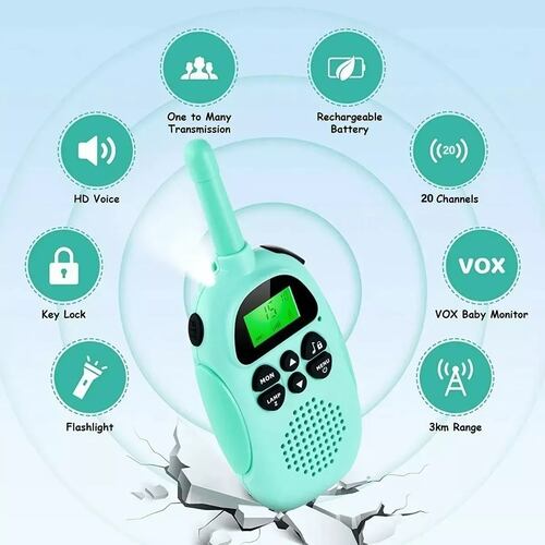 2 Radios Walkie Talkie Para Niños, Recargable+pantalla Lcd Azul y Rosa