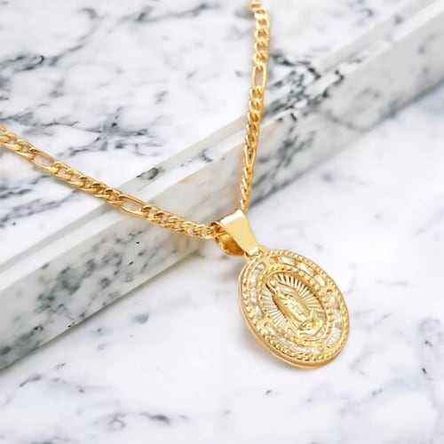 Medalla Virgen Guadalupe Oro 10 K Zirconias + Obsequio