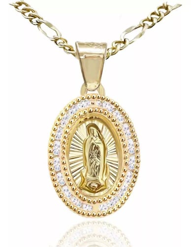 Medalla Virgen Guadalupe Oro 10 K Zirconias + Obsequio