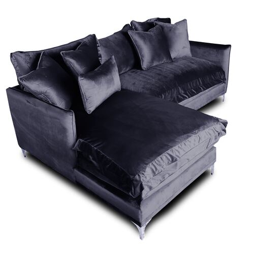 Sala Nube / Love con Chaise Izquierdo Tela: Tipo terciopelo Negro MADERIAN // ENTREGA EN CDMX Y ZONA METROPOLITANA