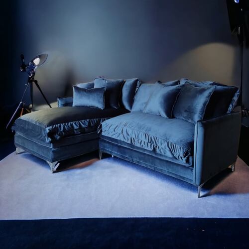 Sala Nube / Love con Chaise Izquierdo Tela: Tipo terciopelo Negro MADERIAN // ENTREGA EN CDMX Y ZONA METROPOLITANA