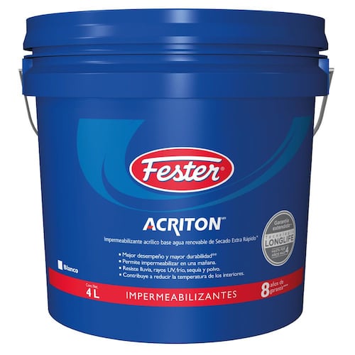 Impermeabilizante Fester Acriton 8 Años Blanco Gal 4Lt 4m2