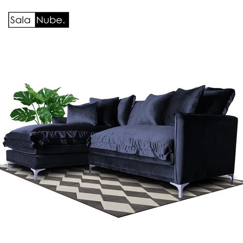 Sala Nube / Love con Chaise Izquierdo Tela: Tipo terciopelo Negro MADERIAN // ENTREGA EN CDMX Y ZONA METROPOLITANA