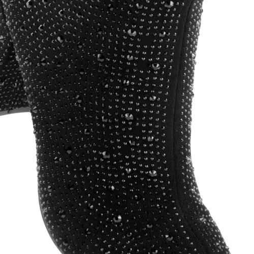 Bota de vestir de ante con pedrería marca Thalia Sodi, color negro, mod. 1085427