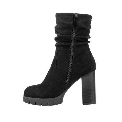 Bota de vestir de ante con arruga en tubo marca Sao Paulo color negro, mod. 1090054