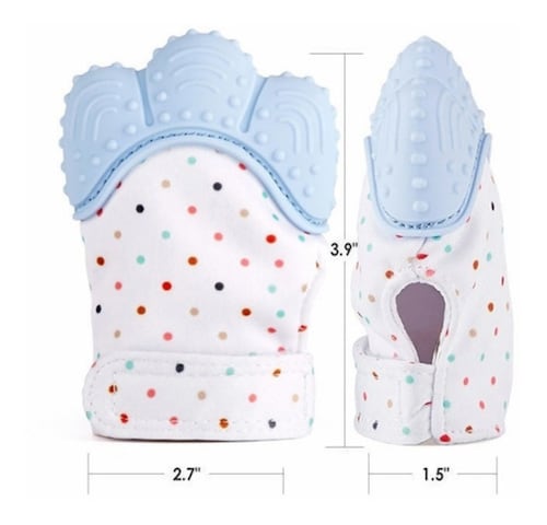 Set 2 Guantes Mordedera Bebé Suave Silicón De Dentición Azul