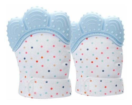 Set 2 Guantes Mordedera Bebé Suave Silicón De Dentición Azul