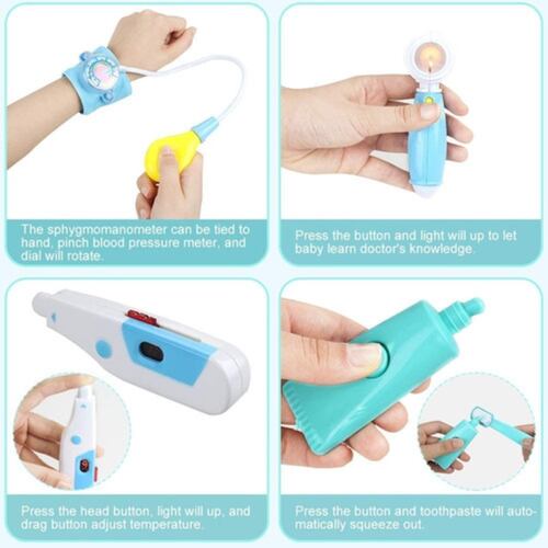 Set 55 Juguetes De Doctor Medicina Ambulancia Rol Para Niños Azul
