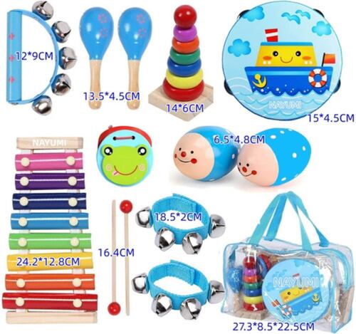 Instrumentos Musicales Percusión De Madera Para Niños 12pcs Azul