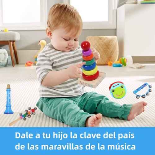 Instrumentos Musicales Percusión De Madera Para Niños 12pcs Azul
