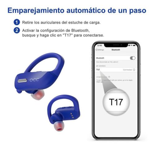 Audífonos Inalámbricos Bluetooth Oreja Colgante Azul Marino