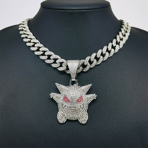 Colgante Cadena Cubana Gengar Con Collar Metal