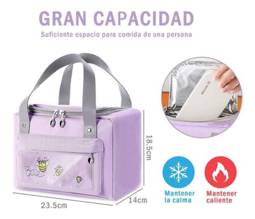 Lonchera Termica Portátil Bolsa Del Almuerzo Frío Y Calor Morado
