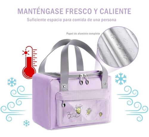 Lonchera Termica Portátil Bolsa Del Almuerzo Frío Y Calor Morado