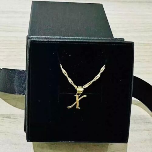 Juego Collar Letra X Lisa + Aretes Bola 10 K. + Regalo