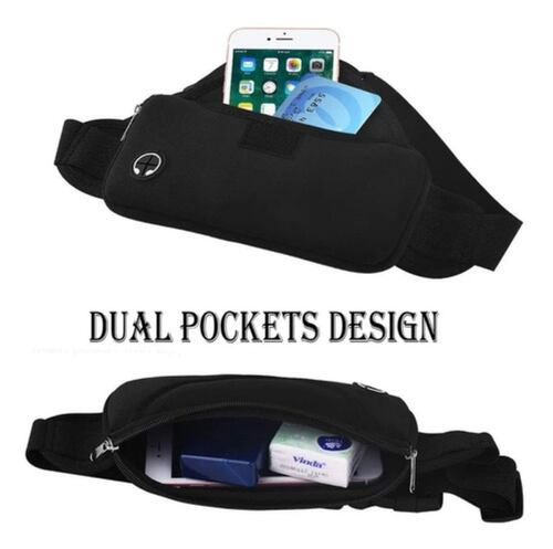 Riñonera Deportiva Elástica E Impermeable Unisex Para Correr Negro