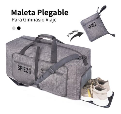 Maleta Deportivo Viaje Plegable Portátil Retráctil 65 Litros Gris 