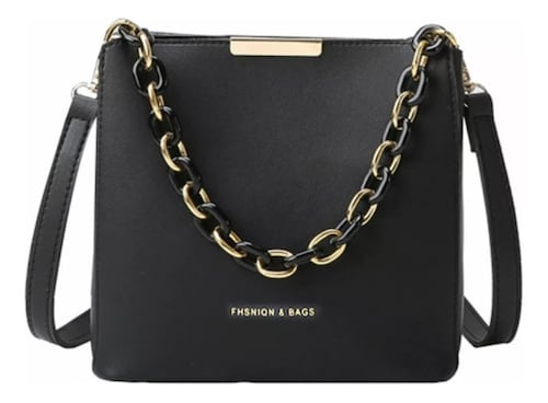Bolso Mariconera Crossbody Moda Dama Con Cadena Negro
