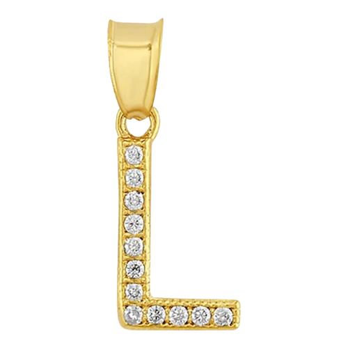 Juego Collar Letra L + Aretes Zirconias Oro 10 K. + Regalo