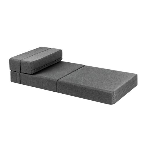 Sofá Cama Plegable Estilo Puff Individual  Gris Claro 